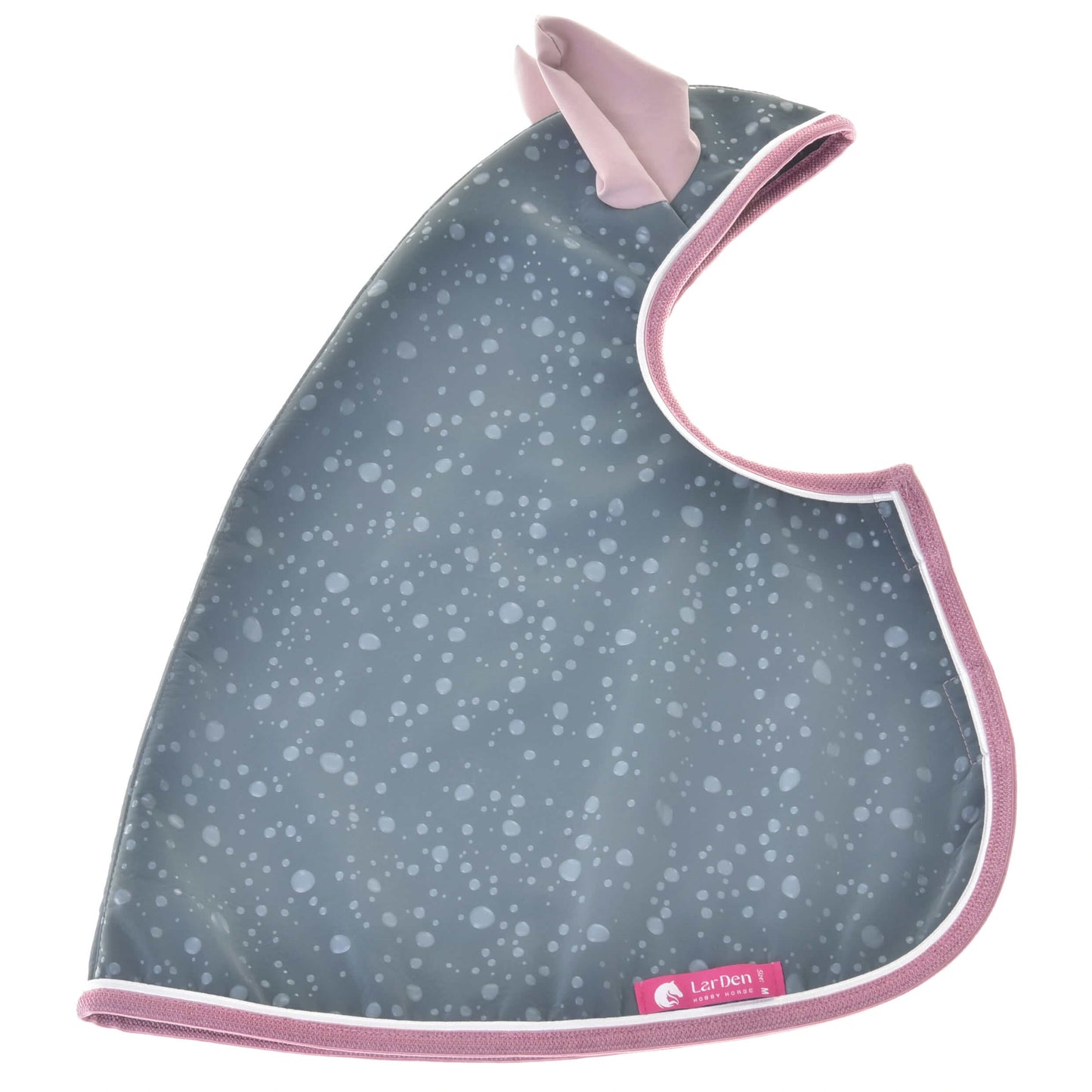 Pláštěnka Best od Hobby Horse LarDen je šedá pláštěnka se světle modrým vzorem bublinek, růžovým lemováním a růžovým štítkem. Je do každého počasí a má snadné zapínání na druk nahoře.